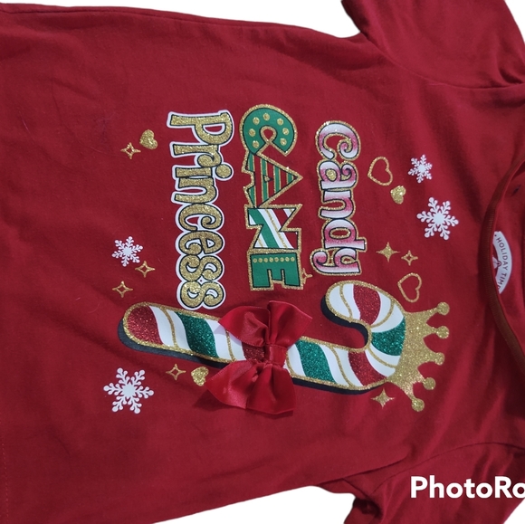 Holiday Time Candy Cane Princess shirt.  Red lightweight long sleeve 18M - Picture 7 of 8